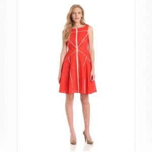 VINCE Camuto 100% Cotton Eyelet Orange Sleeveless Fit & Flare Mini Dress Size 10